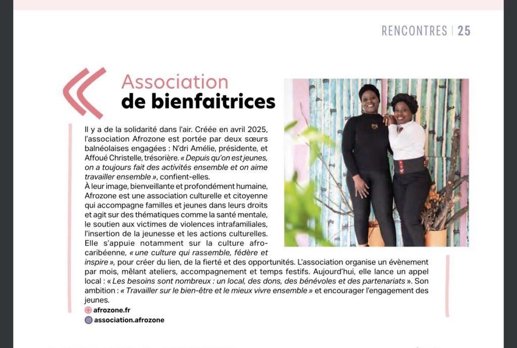 Article de presse association afrozone journal de bagneux info magazine